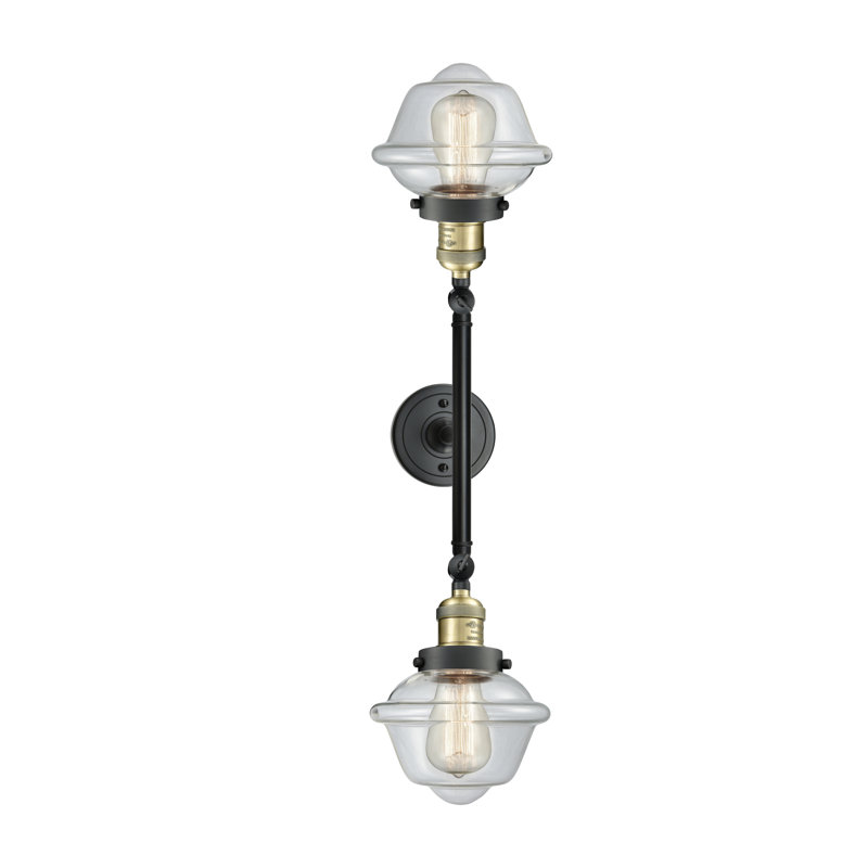 Gebhart 2 - Light Dimmable Vanity Light, 60 Watt Vintage Incandescent Bulb, Clear, Black Antique Brass