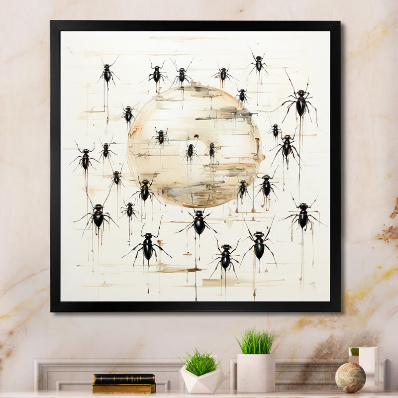 Art floral fourmis II - insectes et insectes, Cadre photo noir, H 30 po x l 30 po x P 1,5 po