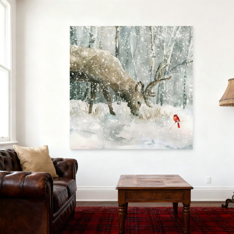 «Snowy Winter Forest», art mural sur toile sans cadre 16 po x 16 po