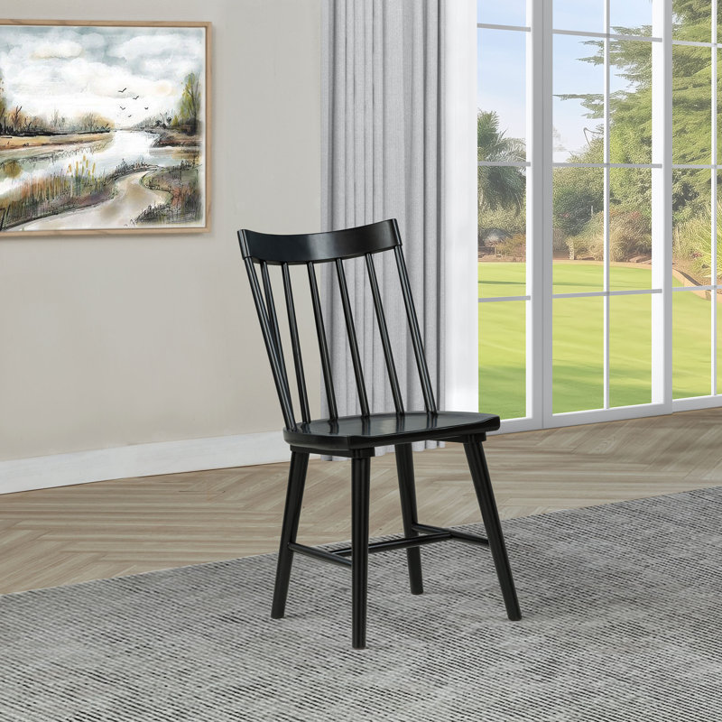 Breslin Solid Wood Dining Side Chair Black, Black/Black