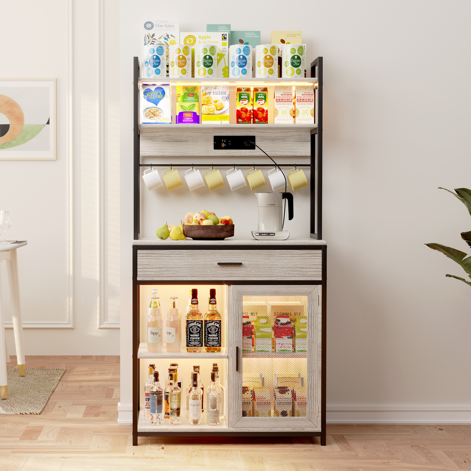 Ivy Bronx Haysten 31.5'' Metal Standard Baker's Rack with Microwave ...