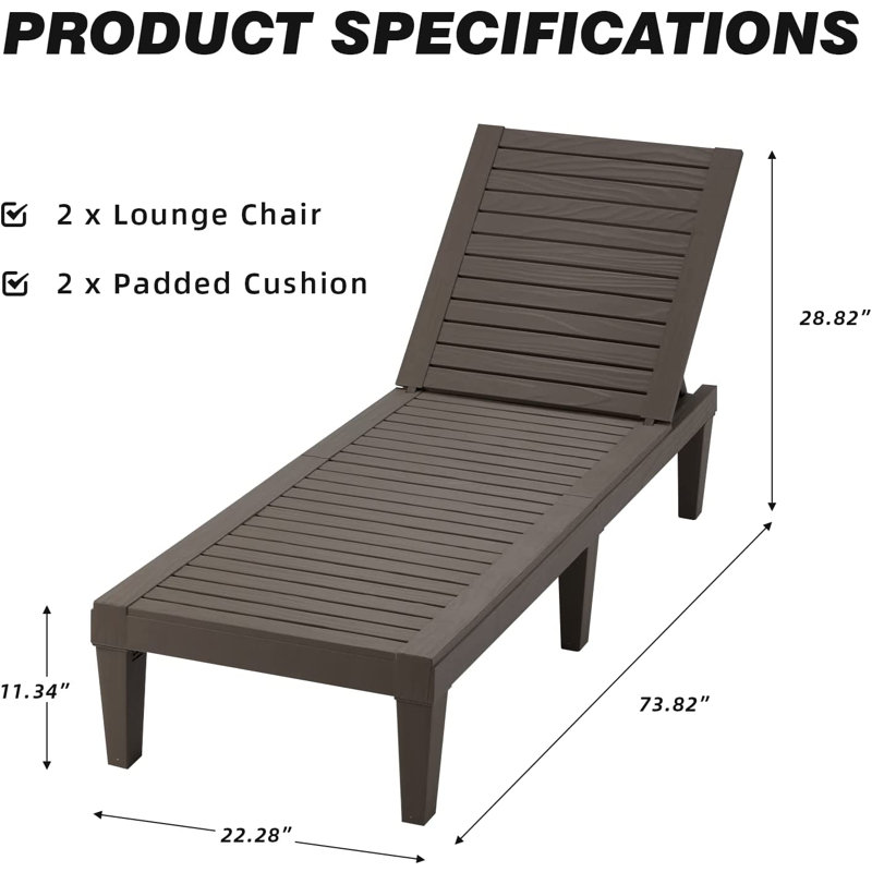 Outdoor Chaise Lounge with Cushions   