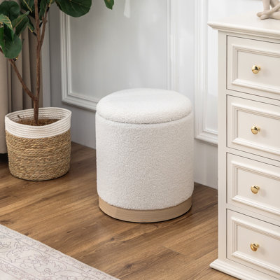 16.9'' H Teddy Fleece Upholsteed Storage Pouf
