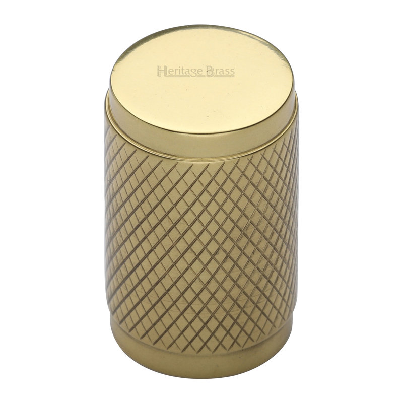Heritage Brass Signac Heritage Cabinet Knob Cylindric Knurled Design 21mm, Polished Brass