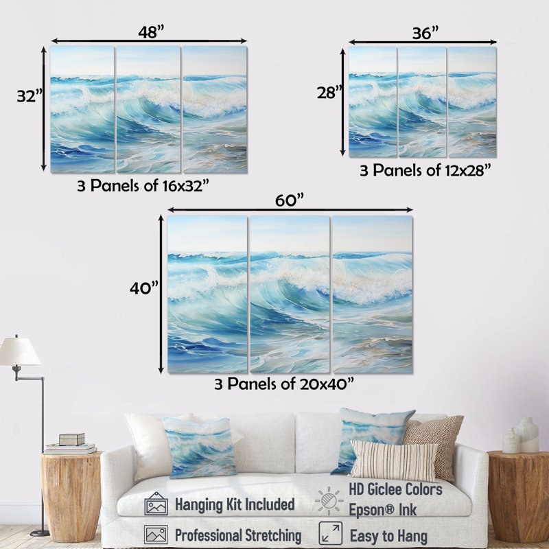 «Ocean Charm», art mural sur toile océanique, Toile tendue, H 32 po x l 48 po x P 1 po