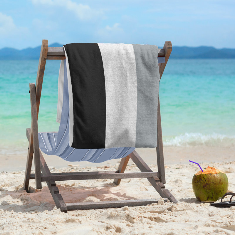 Lightweight Beach Towel, Black/White/Gray, Microfiber