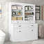 Armoire de rangement pour salle de bain avec quatre portes et tiroirs, armoire d'appoint