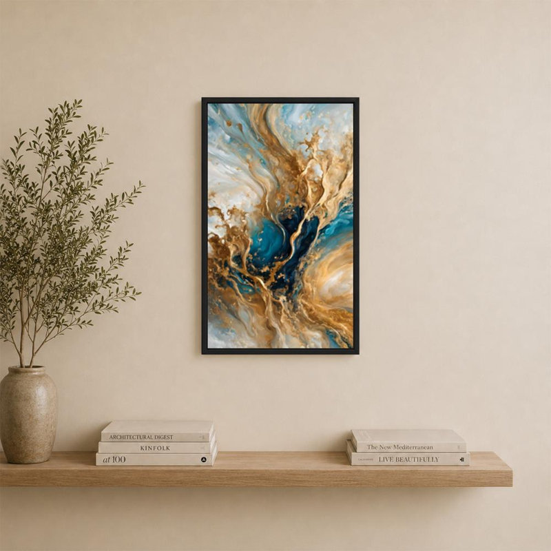 Matthew 3: 16. «Celestial Vision» par Mark Lawrence, H 33,5 po x l 21,5 po x P 2 po, Cadre flottant, Noir