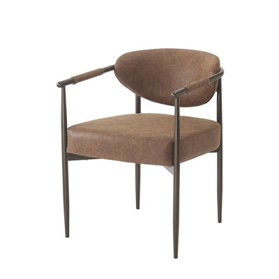 Alder Modern Upholstered Dining Armchair With Iron Frame & Toothpick Legs