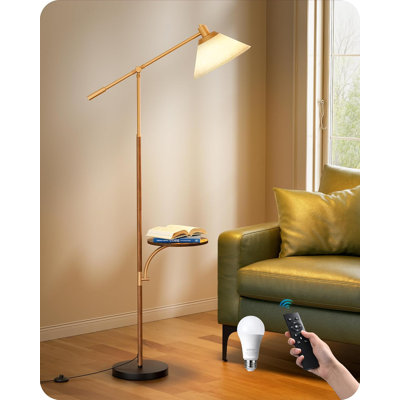 Lampe sur pied incurvée avec table