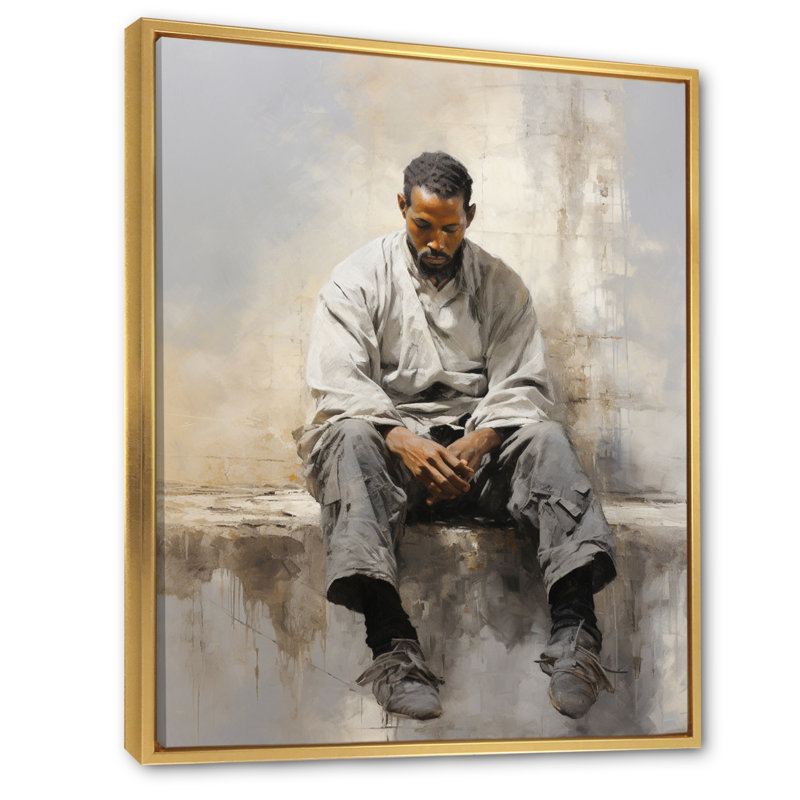 «Gray Dance Quiet Contemplation II», reproduction d'art sur toile, Cadre flottant doré, H 32 po x l 16 po x P 1 po