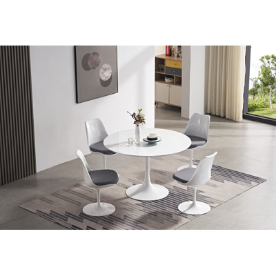 Katty Modern White MDF Dining Table Round
