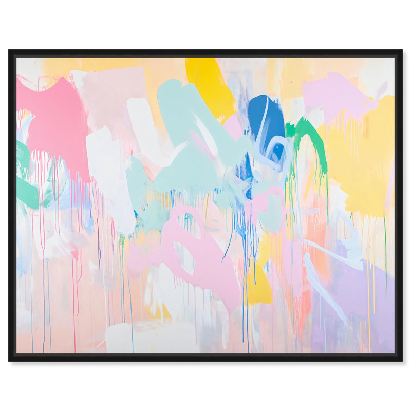 Art Remedy, toile abstraite colorée, H 21 po x l 17 po, Cadre flottant noir