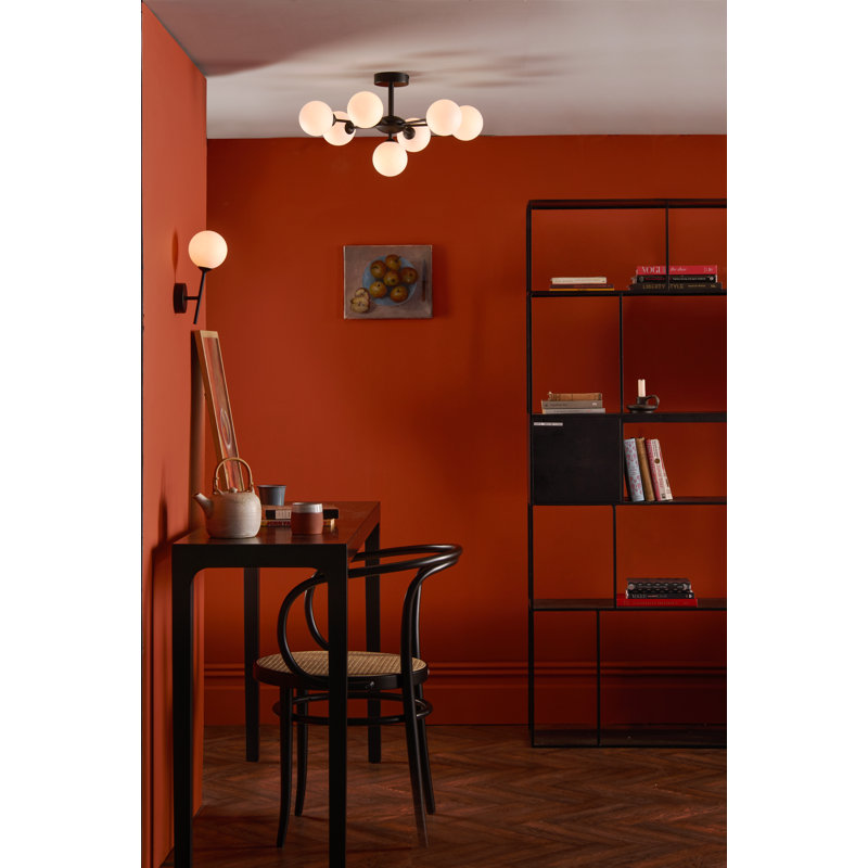 COHEN 7LT SEMI FLUSH GLS, 27" H x 54" W x 54" D, Matt Black/Beige