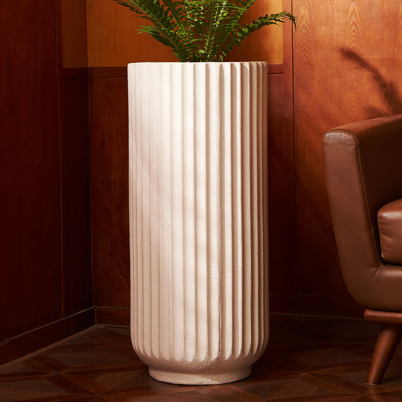 31.5 Inch Tall Roman Column Concrete Planter,Durable For All-Weather Use With Drainage Hole, Large Tall Round Planter For Outdoor And Indoor Plants