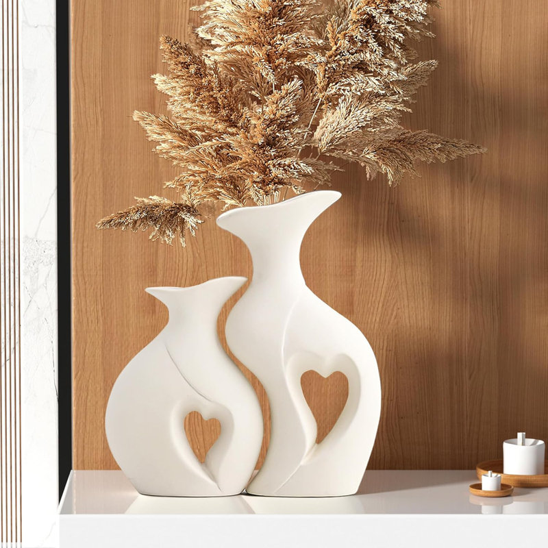 Ensemble de 2 vases en céramique blanche