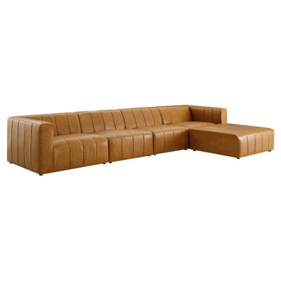 Bartlett 171" Wide Faux leather Reversible Modular Sofa & Chaise with Ottoman