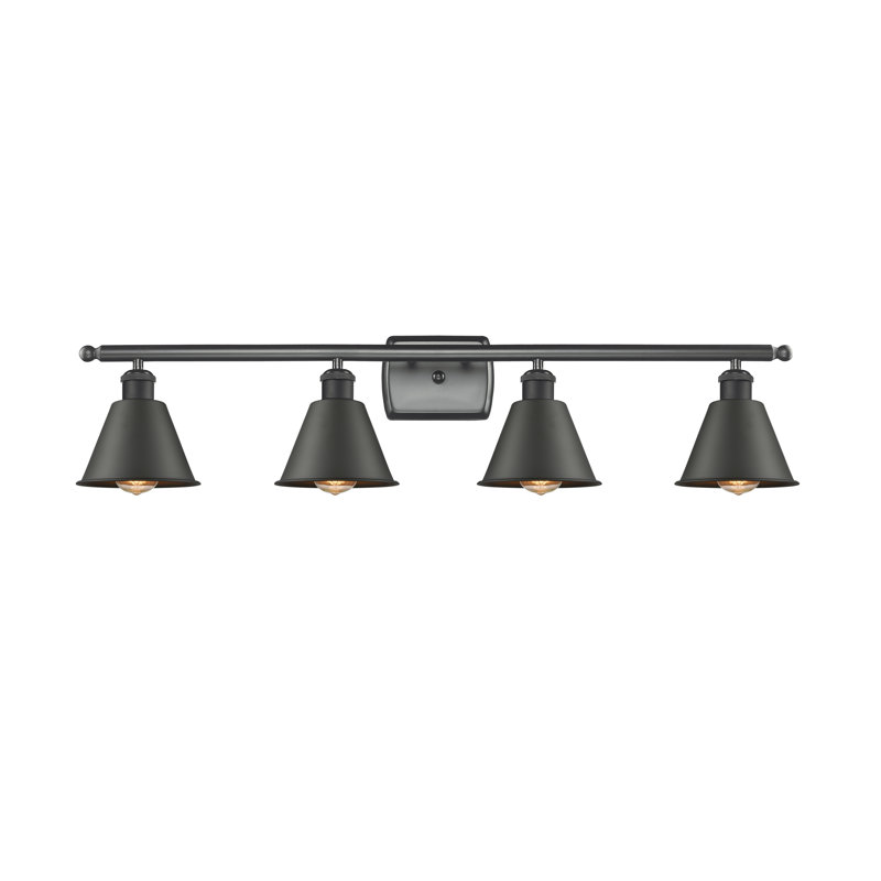 Éclairage de salle de bain à intensité variable 4 lumières Dallyn, Noir mat, Noir mat, Ampoule DEL 6 watts Vinage