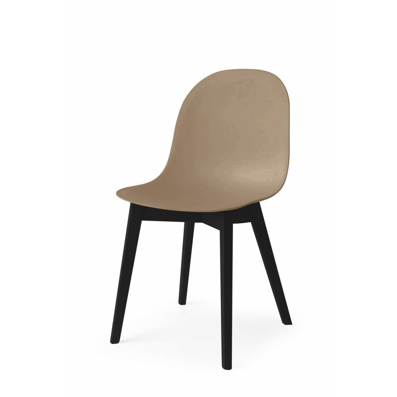 Academy Side Chair with Wooden Frame, Matte Taupe, Graphite