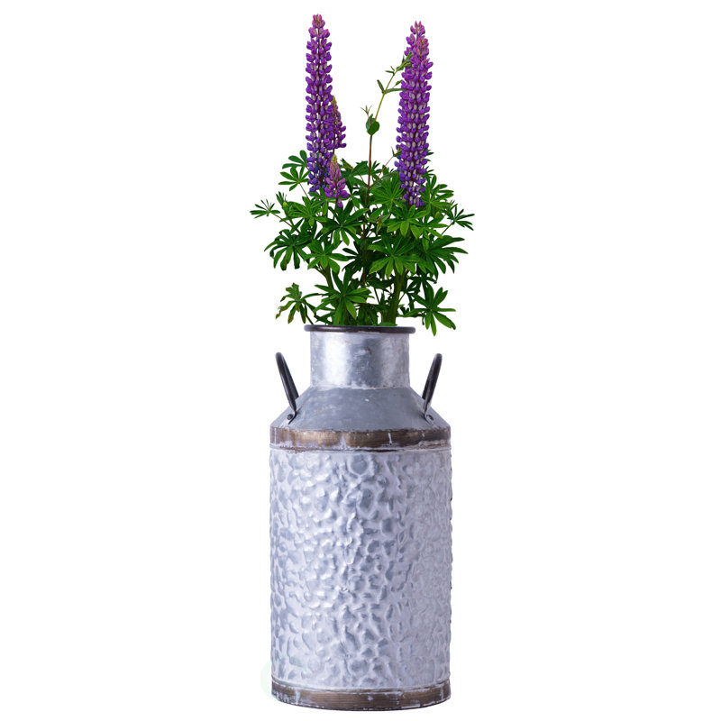 Rustic Farmhouse Style Galvanized Metal Milk Can Decoration – Multi-Purpose Planter or Vase, Large, 18" H x 8.75" W x 6" D