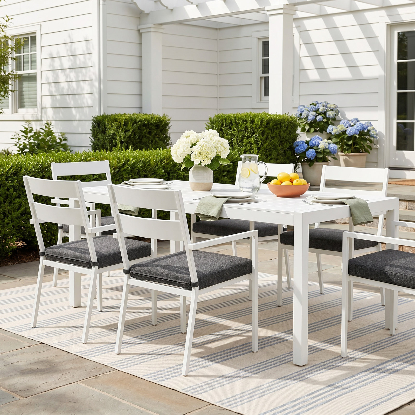 72" Patio Dining Set, White