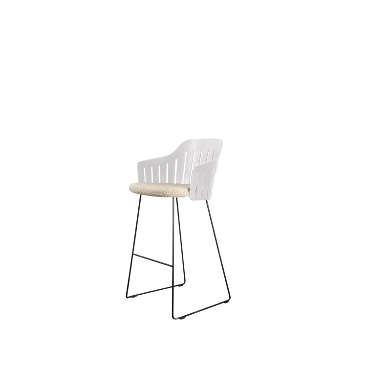 Choice Chair 19.7 lbs Indoor and Bar Sledge Steel Base with Upholstery Cane-line Scent Seat Cover, White/Black