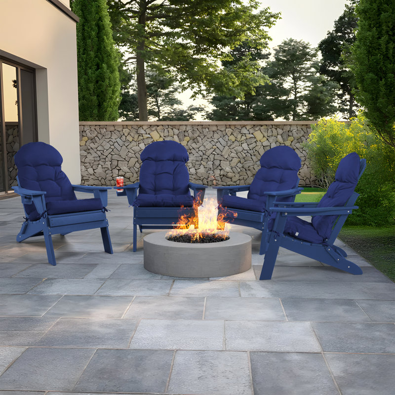 4 PCS Outdoor Adirondack Chair Seat and Back Cushion, Navy