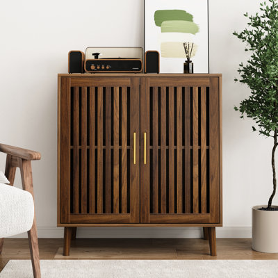 Louvered Cabinet - Walnut, Storage For Dining & Living Room In Walnut Design Kitchen, Area