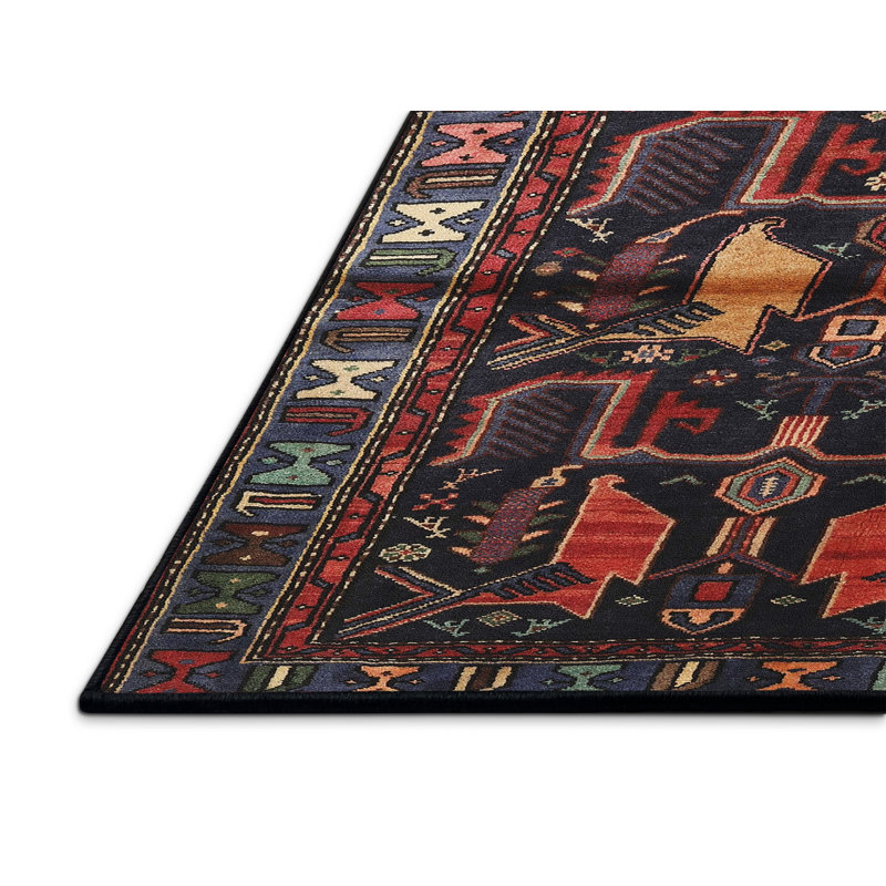 Tapis noir Ikat, Rectangle 8 pi x 10 pi