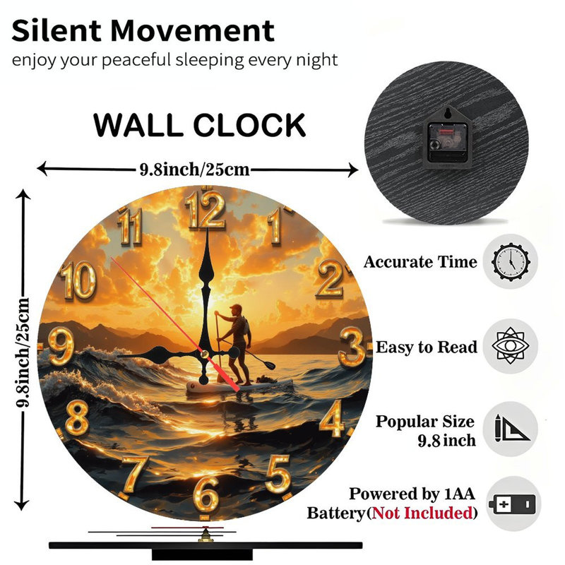 Horloge murale Sunset Ocean Paddleboarder
