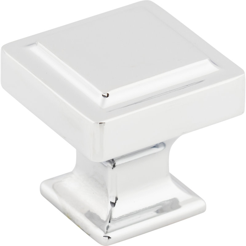 Ascendra 1 1/8" Length Square Knob, Polished Chrome, 1" Length