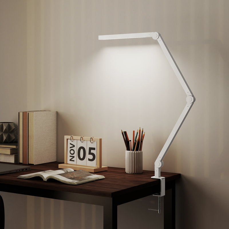 Adjustable Aluminium, Plastic Desk Lamp, White