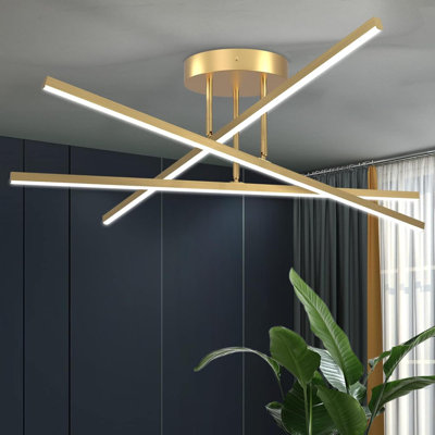 Lustre à DEL, plafonnier semi-encastré 3 lumières moderne pour cuisine, salle à manger, vestibule, entrée, chambre à coucher, 18 W