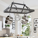 Handcrafted Carnival Rectangle Ceiling Pot Rack with 18 Hooks