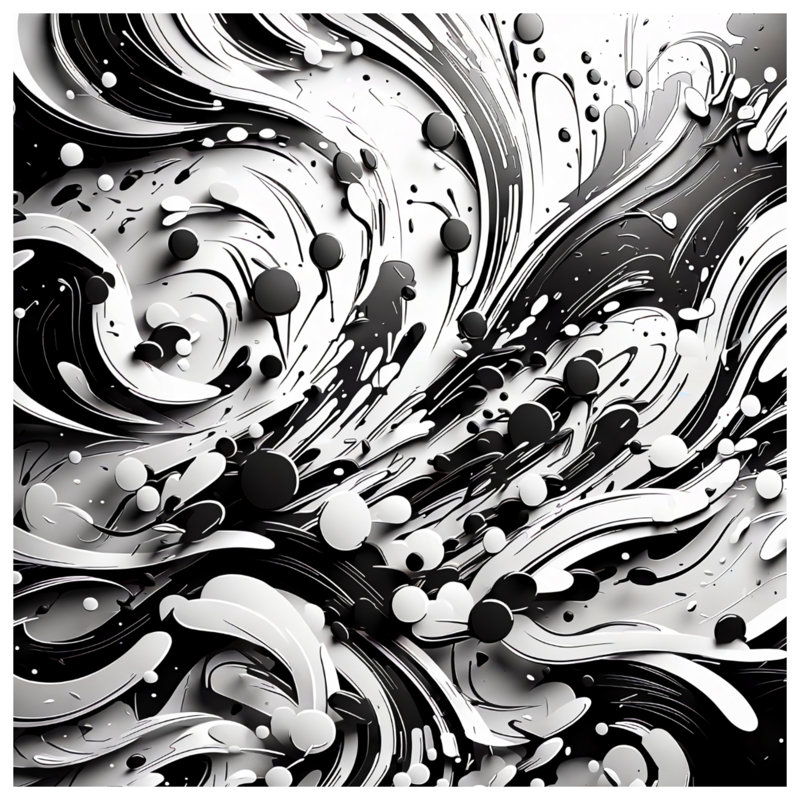 Couvertures tourbillonnantes abstraites noires et blanches, L 60 po x H 80 po