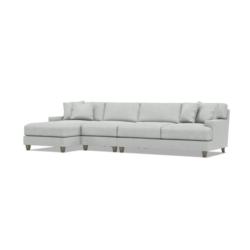 Mila 2-Piece Fabric Sectional, Left Hand Facing, Gray Polyester Blend, 33.5" H x 131" W x 61" D