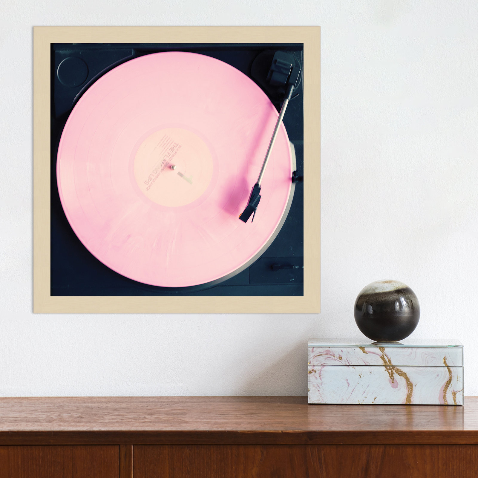 Pink Record by Caroline Mint, Brown, 15.25" H x 15.25" W x 0.88" D