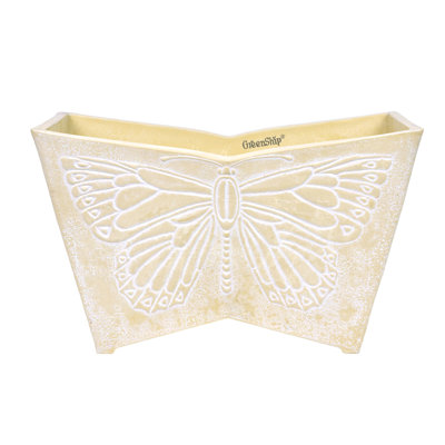 Pot de fleurs en résine beige de 40 cm (16 po) avec trou de drainage