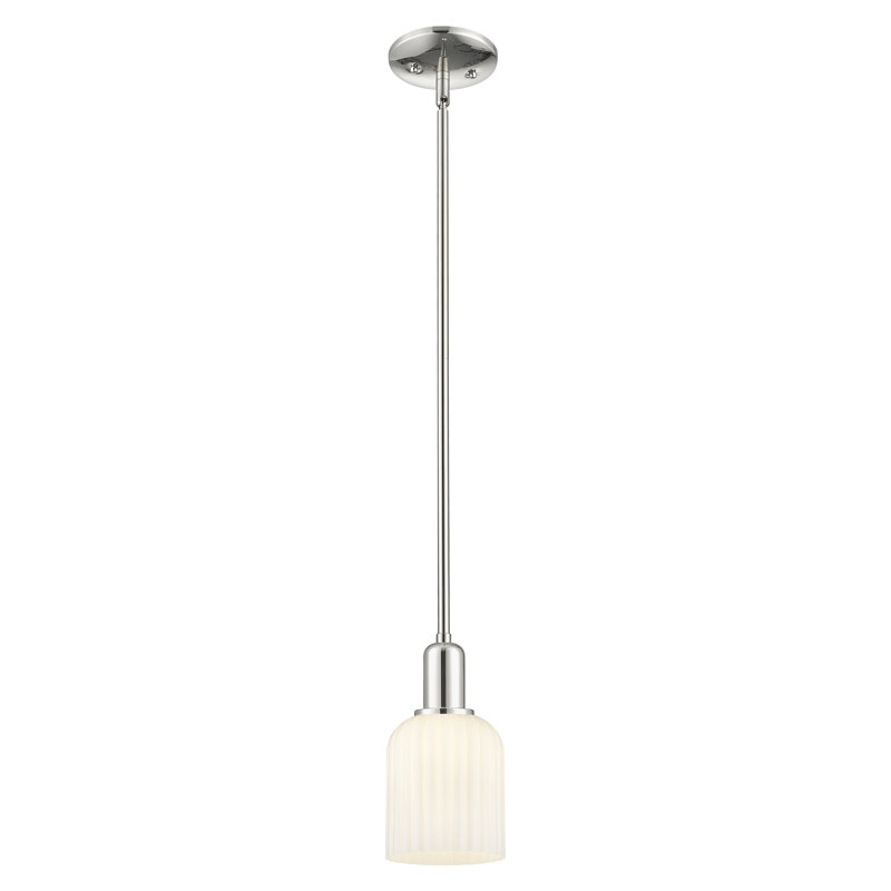 Downtown Urban - Voile de mariée - Mini-luminaire suspendu 1 tige, H 9,63 po x l 5 po x P 5 po, Blanc brillant, Nickel poli