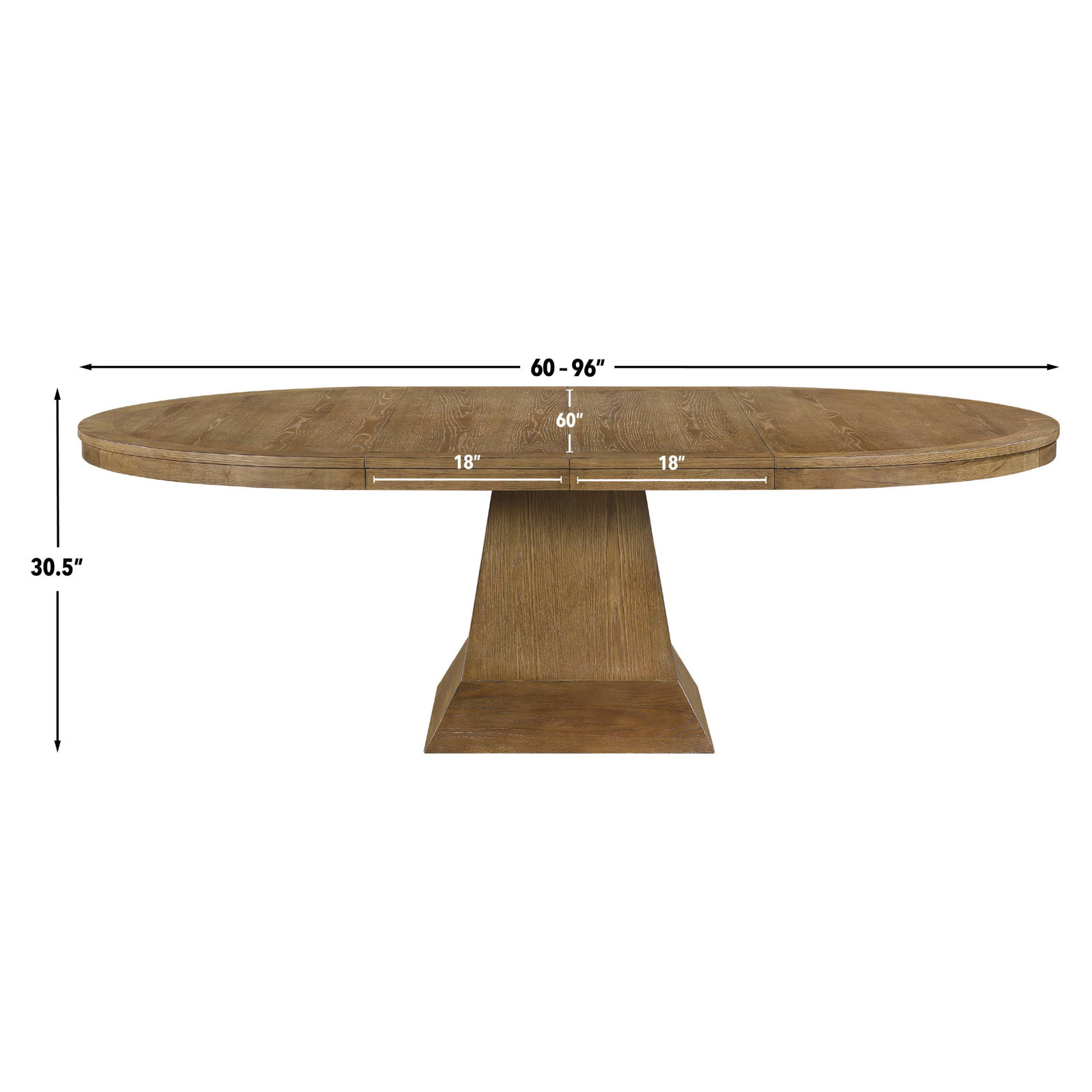 60" Extendable Oak Dining Table, Driftwood