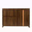 Buffet avec 2 portes coulissantes en verre rayé, armoire de rangement autoportante pour les bouteilles, le vin, etc.
