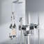 Thermostatic EXposed Bathroom Shower Mixer Twin Head Large Bar Set Square Valve