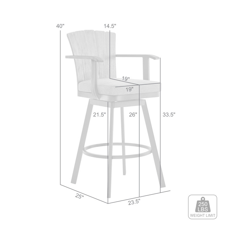 Tabouret de bar pivotant en aluminium avec siège rembourré Hazel