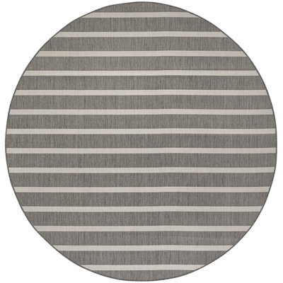  Positano 8' x Round Charcoal Ivory Modern Rug