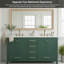 Meuble-lavabo 60 po, meuble-lavabo avec cadre en bois massif, comptoir autoportant avec 2 lavabos vert