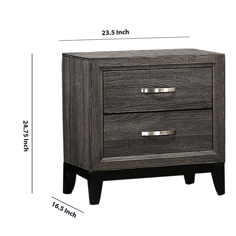 Table de chevet 2 tiroirs en gris