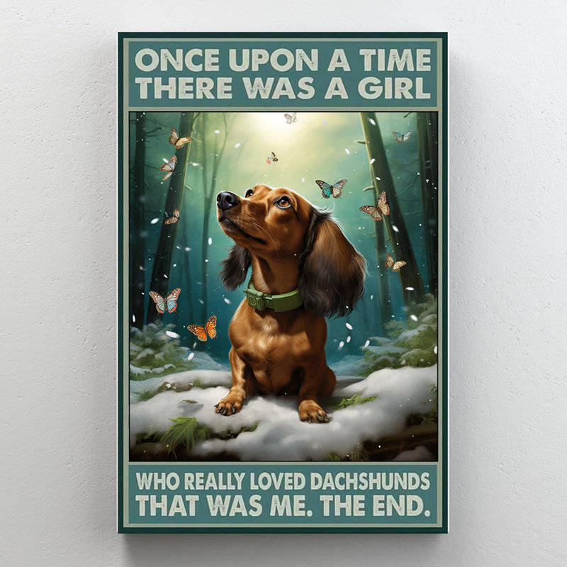 «Who Really Loved Dachshunds» - Reproduction d'art sur toile rectangulaire 1 pièce, H 36 po x l 24 po x P 1,25 po