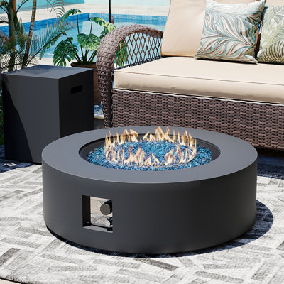 Foyer de table d'extérieur rectangulaire en fer au propane pour l'extérieur avec couvercle de réservoir