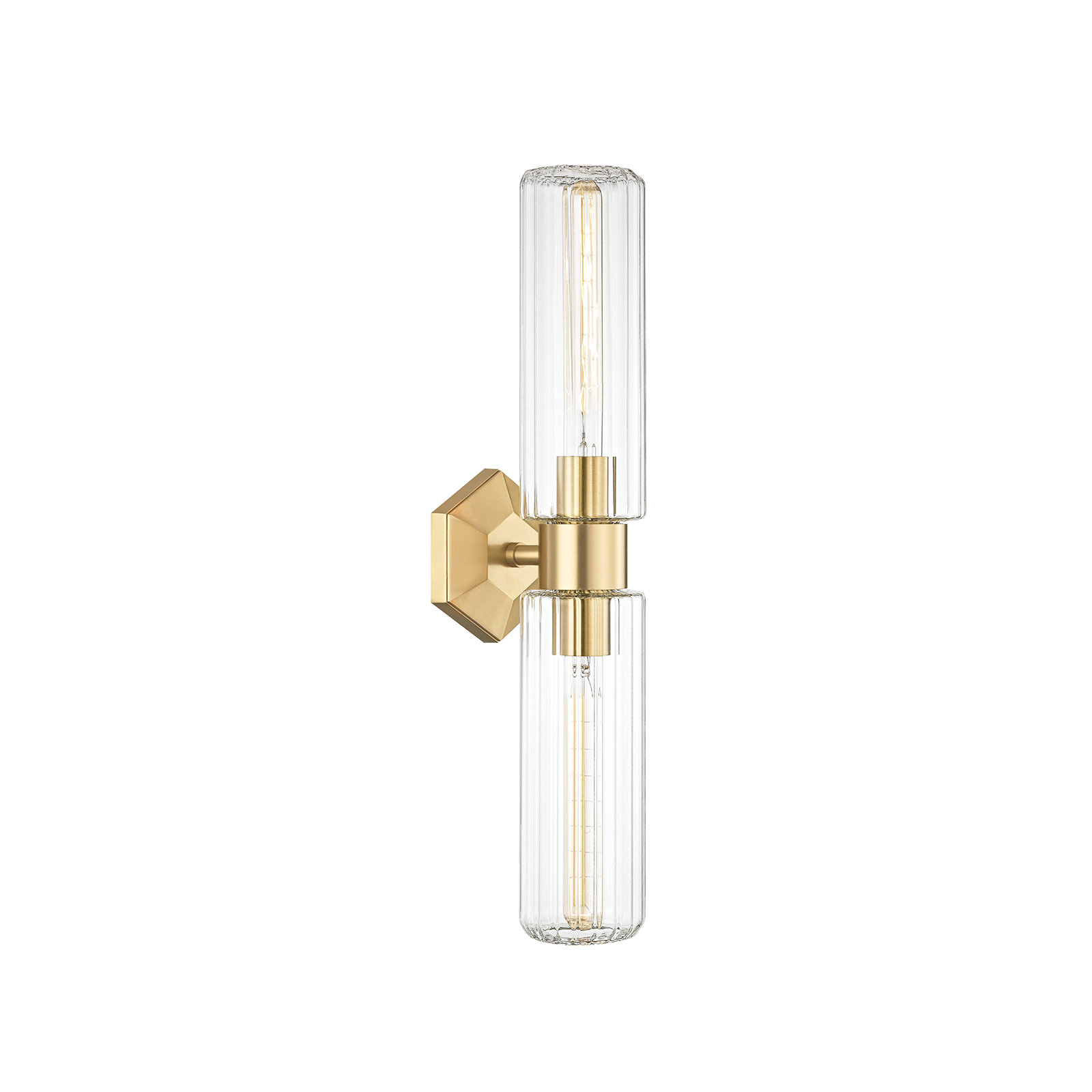 Abigail 2 Light Glass Dimmable Armed Sconce, Aged Brass