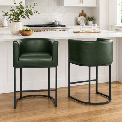Upholstered Counter Height Stool with Metal Frame